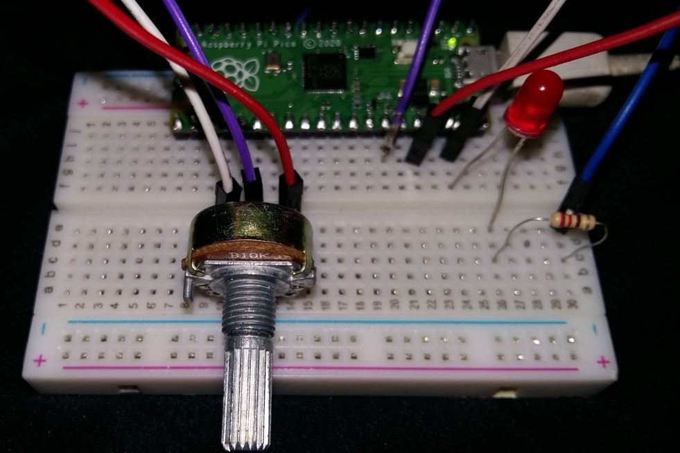 Raspberry Pi with potentiometer and LED