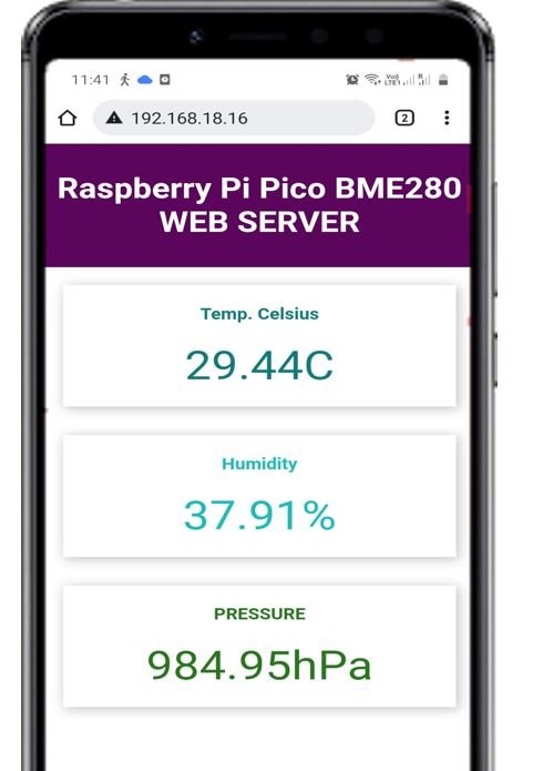 Raspberry Pi Pico BME280 Web Server mobile demo