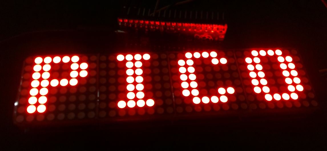 Raspberry Pi Pico with MAX7219 LED Dot Matrix display text 1