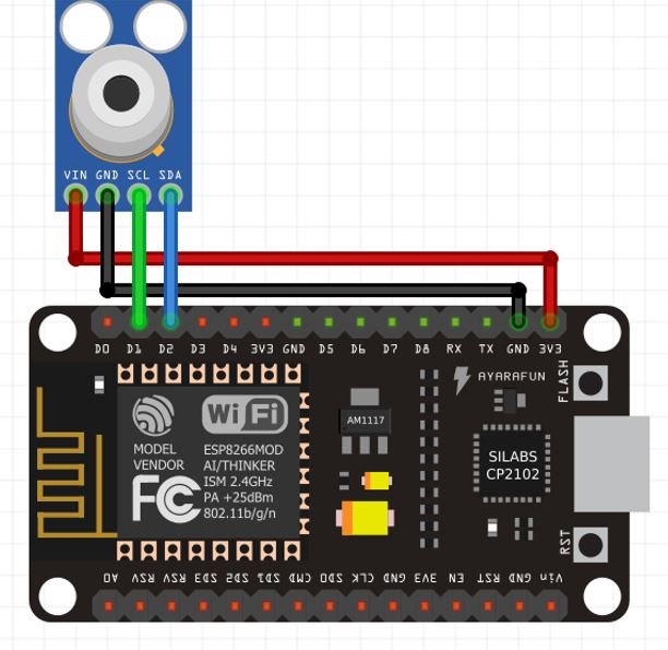 MLX90614 with ESP8266 connection diagram