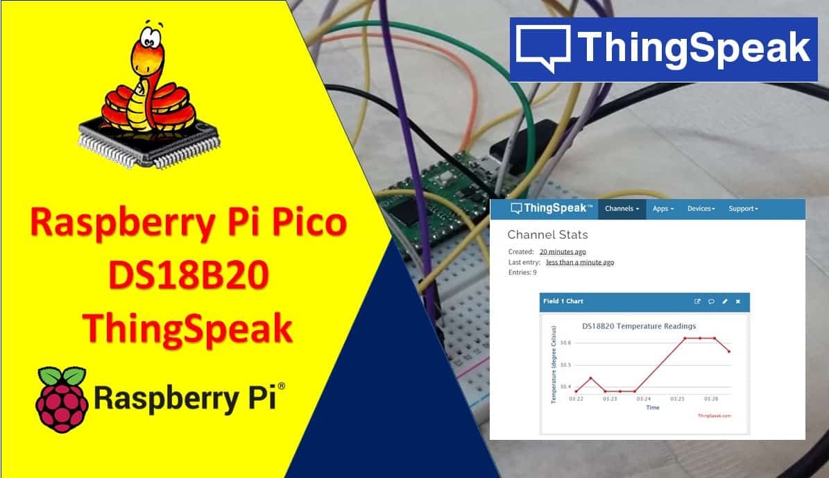 Raspberry Pi Pico Send DS18B20 Sensor Readings to ThingSpeak