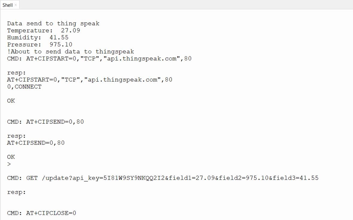 Raspberry Pi Pico send data to ThingSpeak shell terminal