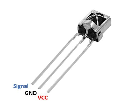 VS1838 IR Receiver pinout