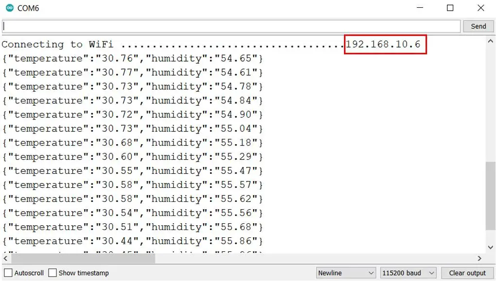 ESP8266 Gauges Web Server Project serial monitor demo