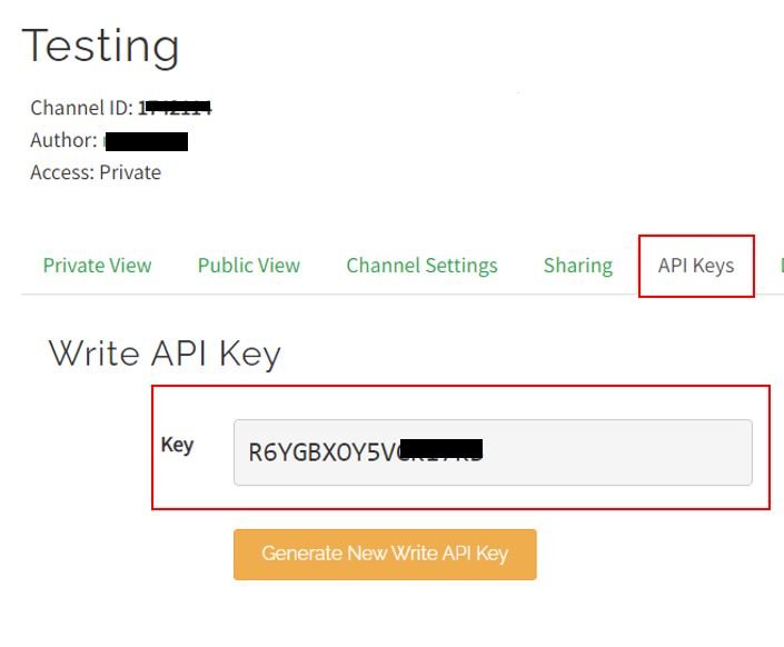 thingspeak create new channel write API key