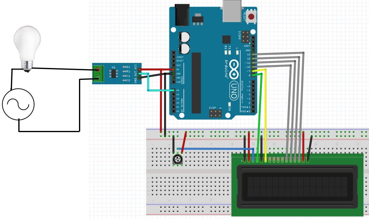 ACS712 Sensor Module with Arduino and LCD connection diagram