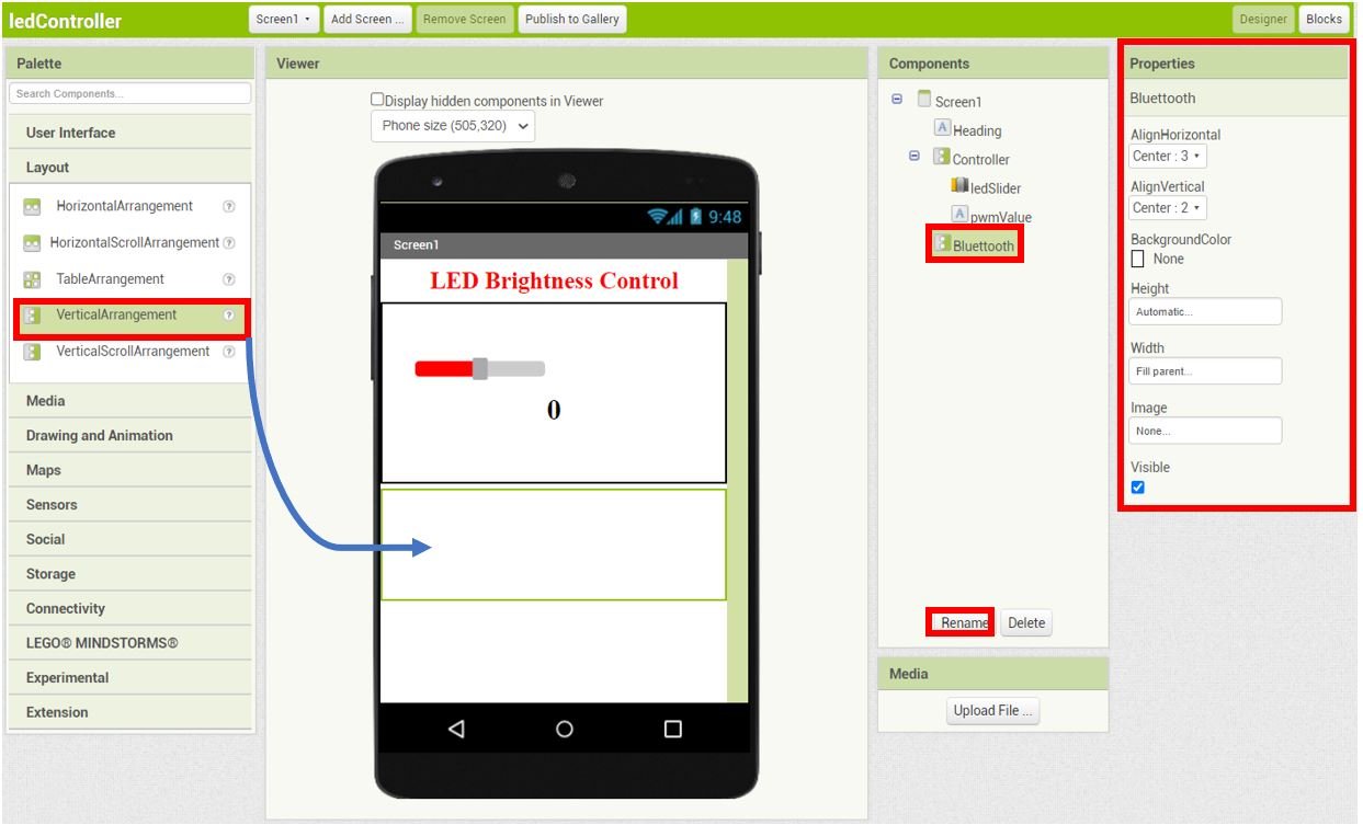 LED Slider Brightness Control App MIT APP Inventor 7