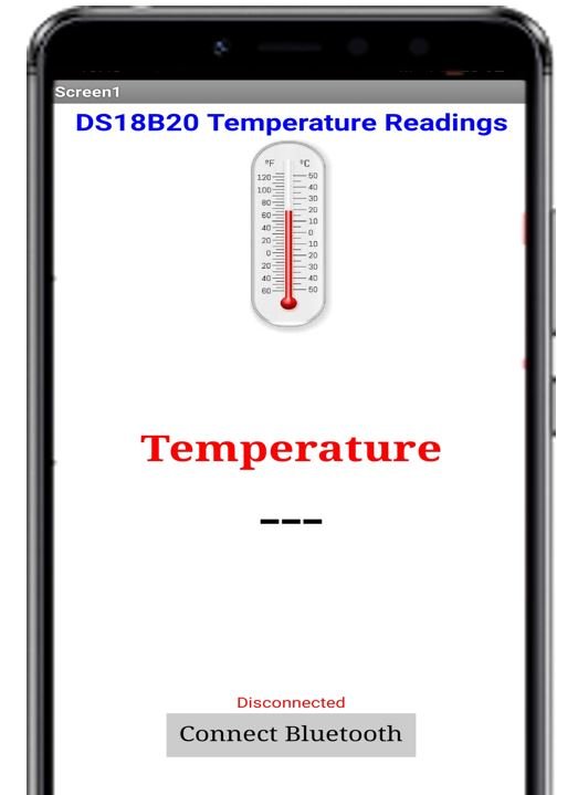 MIT APP Inventer DS18B20 readings demo 3