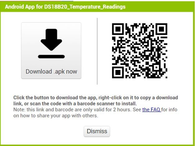 MIT APP Inventor DS18B20 readings barcode