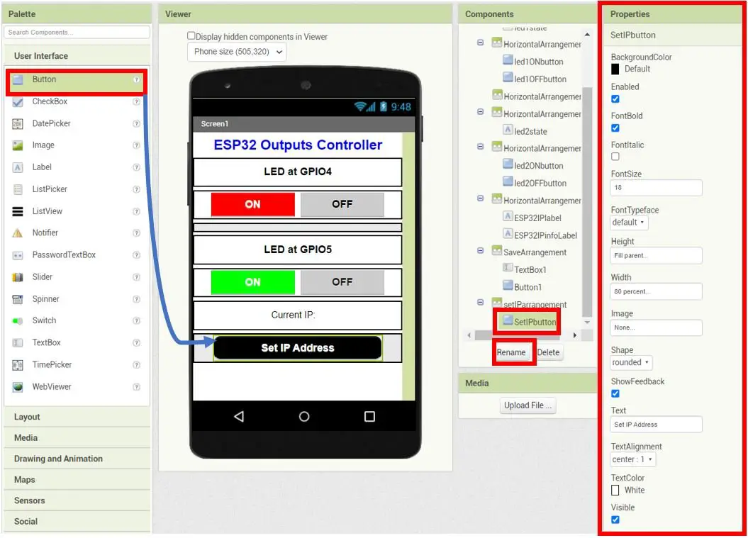 MIT APP Inventor ESP32 Outputs Controller Design 19