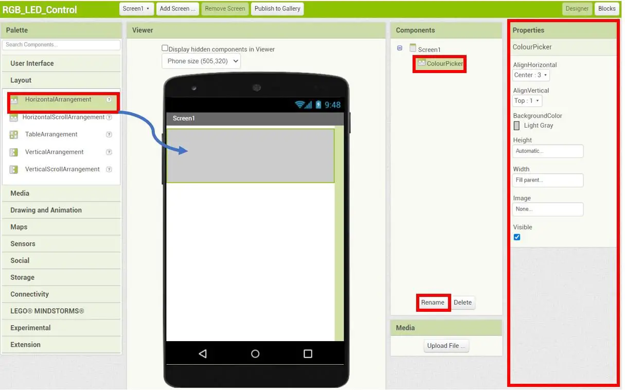 MIT APP Inventor RGB LED Control 3