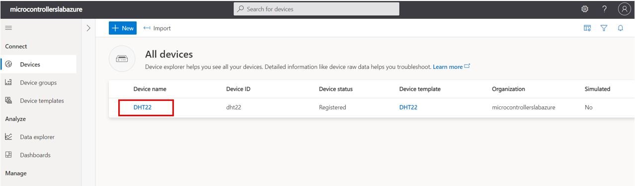 Microsoft Azure IoT Application Set up Device 3