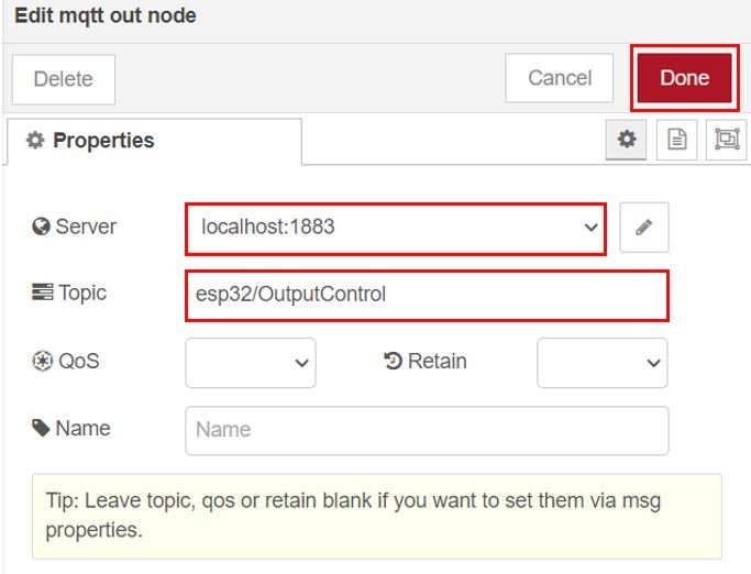 ESP32 MQTT Publish and Subscribe Project Control Output Set up Node-Red Dashboard 5