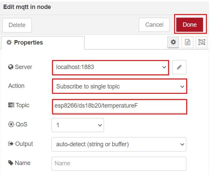 ESP8266 MQTT DS18B20 Publish and Subscribe Project Set up Node-Red Dashboard 2