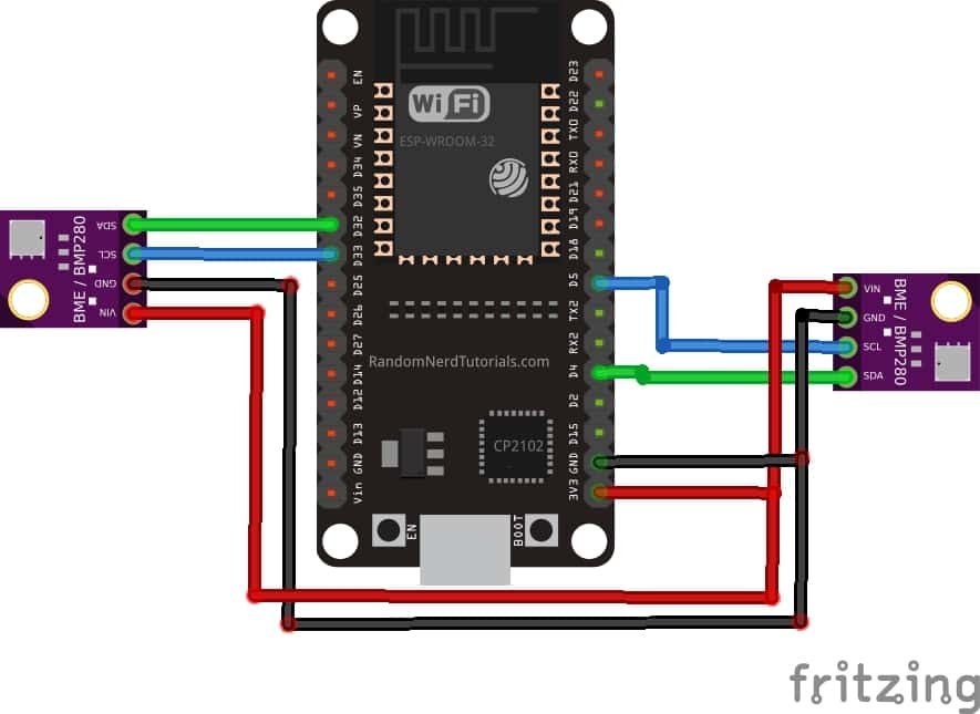 ESP32 I2C using two I2C channels with default pins