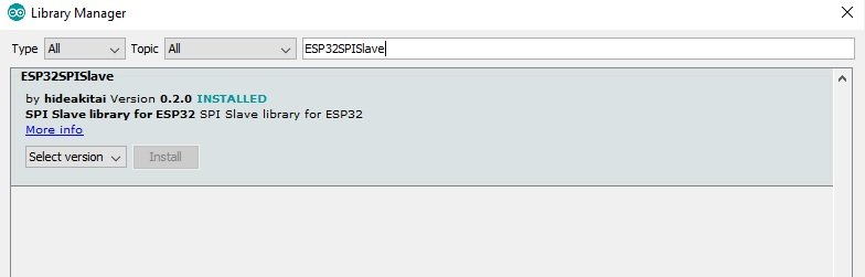 ESP32 SPI slave library Arduino IDE