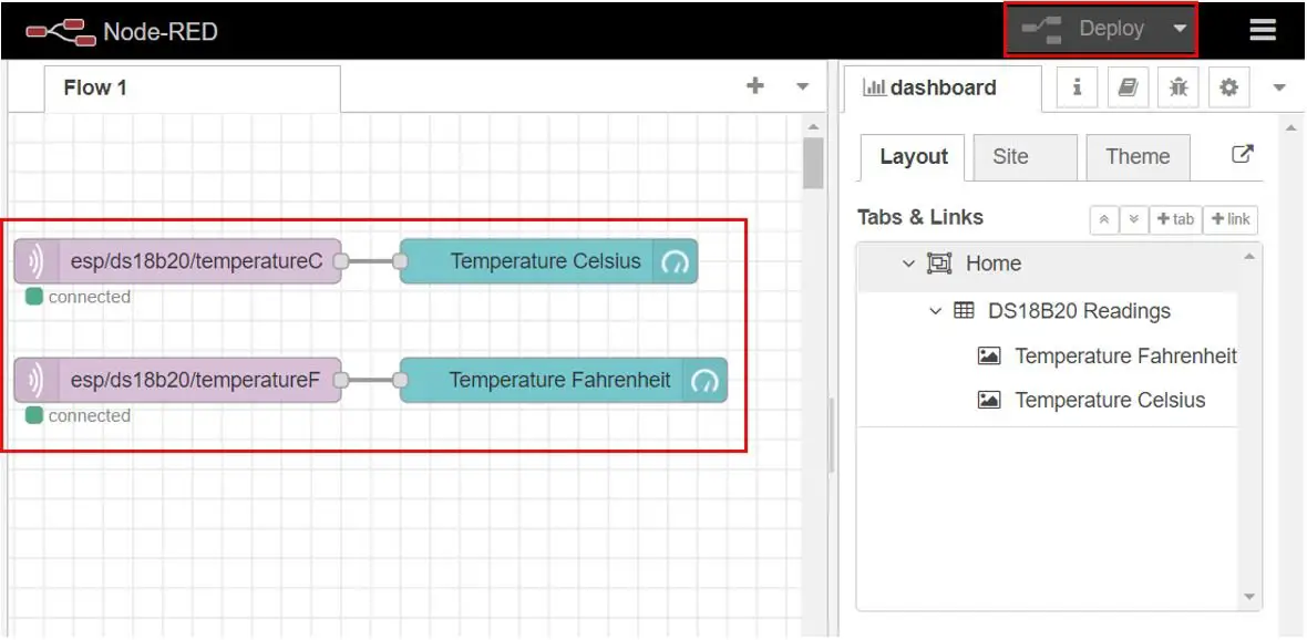 ESP32 and ESP8266 MQTT DS18B20 Publish and Subscribe Project Set up Node-Red Dashboard 3