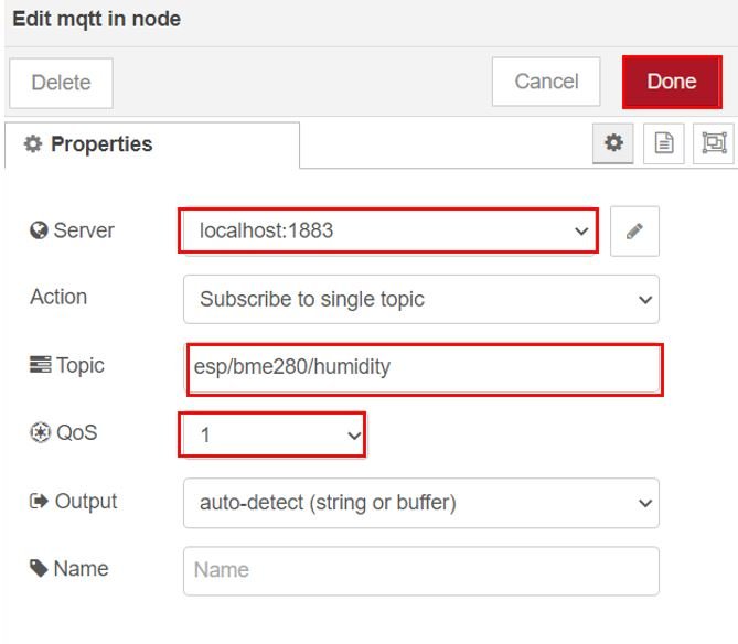 ESP32 and ESP8266 MQTT Publish and Subscribe Project for BME280 Set up Node-Red Dashboard 2