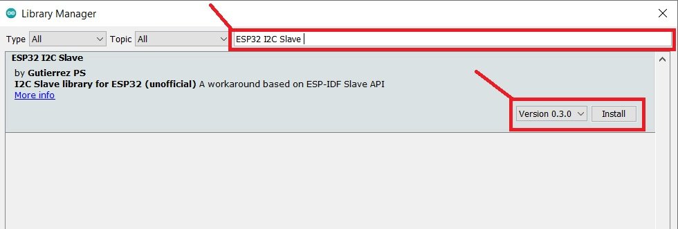 Install ESP32 I2C Slave Arduino library