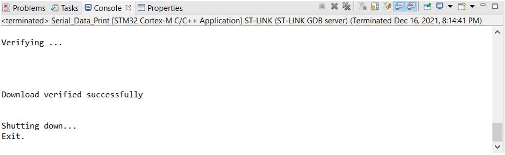 STM32 Serial Data Print Run Project 2