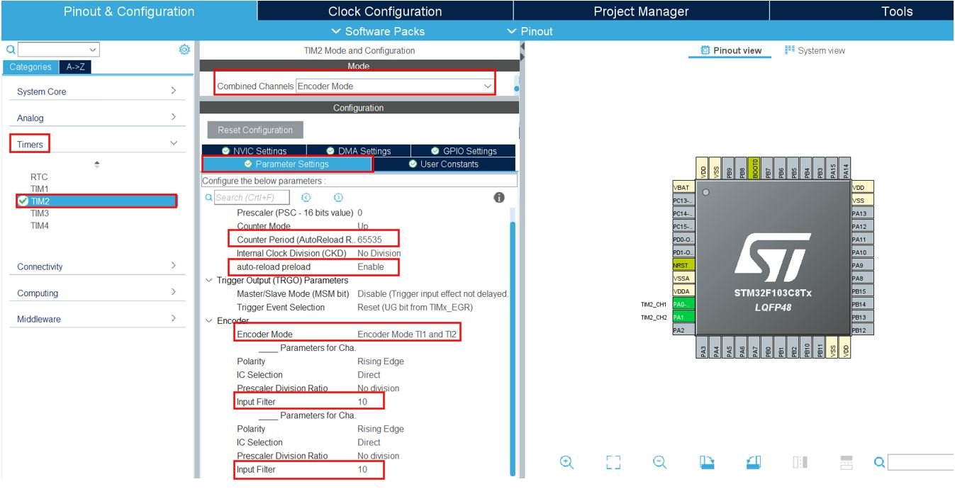 STM32 Blue Pill Timer Encoder Mode Setup timer