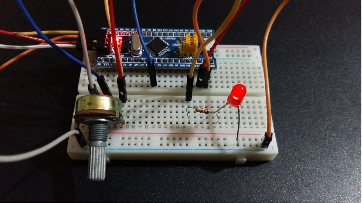 STM32 Blue Pill with LED and potentiometer ADC LED Dimmer
