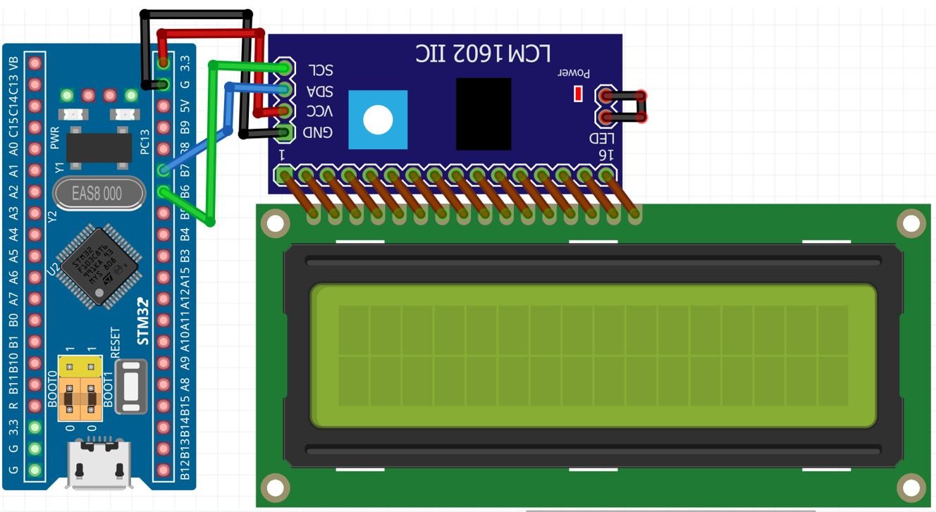 STM32 with I2C LCD connection diagram