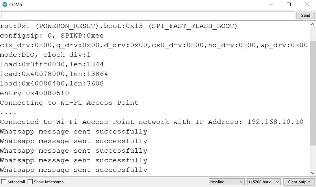 ESP32 Send BME280 Sensor Data as WhatsApp message to your account serial monitor