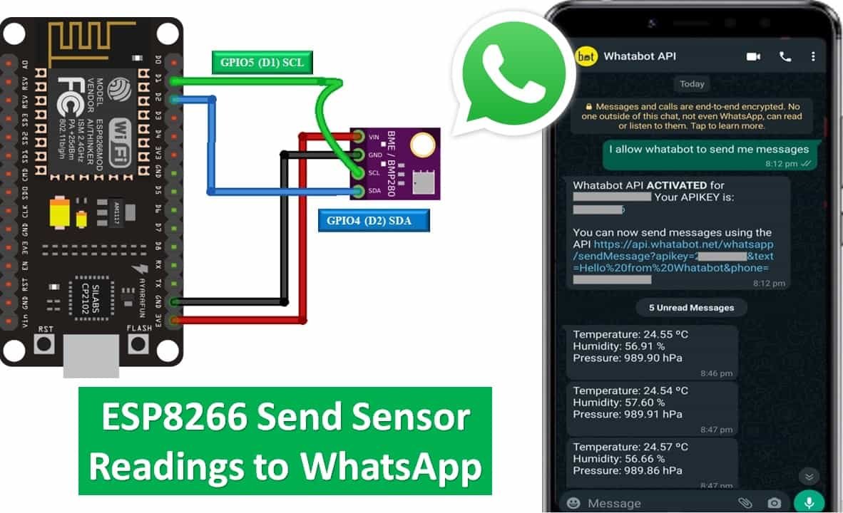 ESP8266 NodeMCU Send BME280 Sensor Readings to WhatsApp number