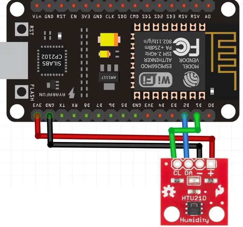 HTU21D with ESP8266 connection diagram