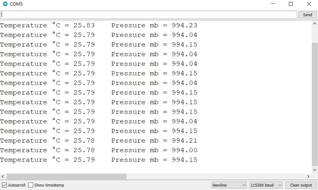 MS5611 with ESP8266 Display Sensor Data on Serial Monitor