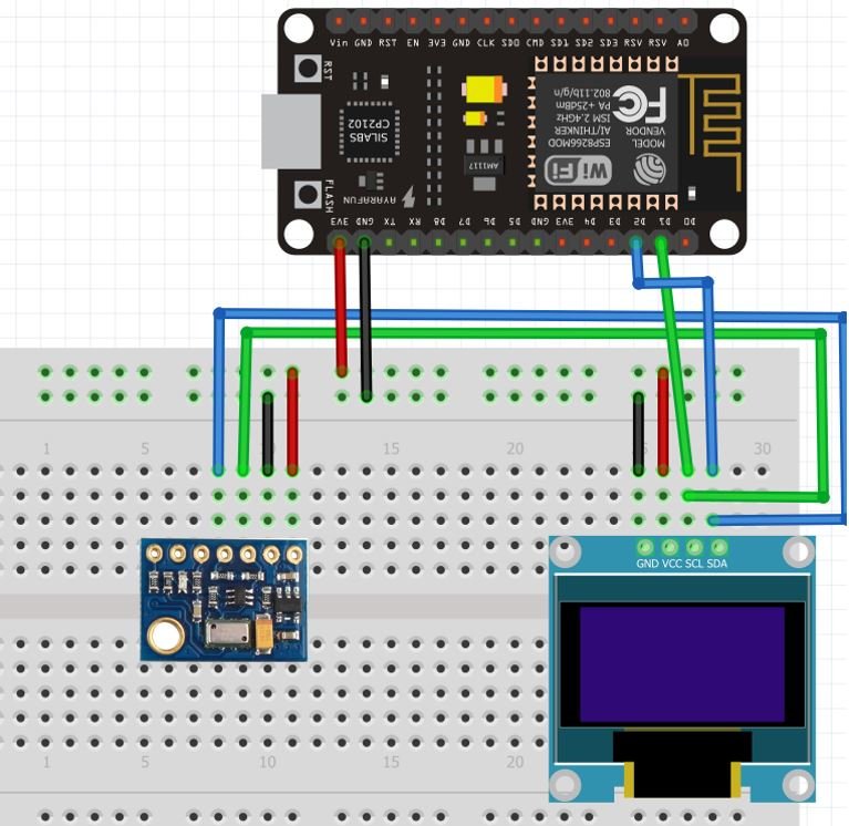 MS5611 with ESP8266 and OLED connection diagram