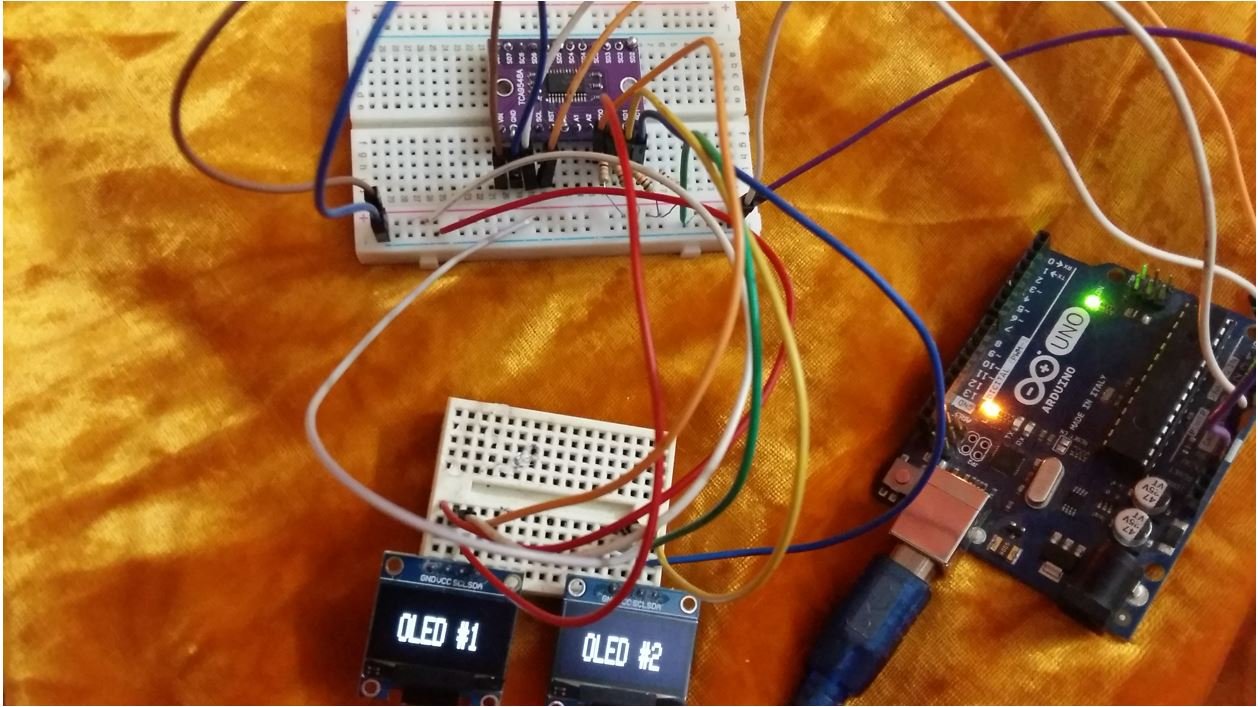 Arduino with TCA9748A Multiplexer and OLEDs hardware