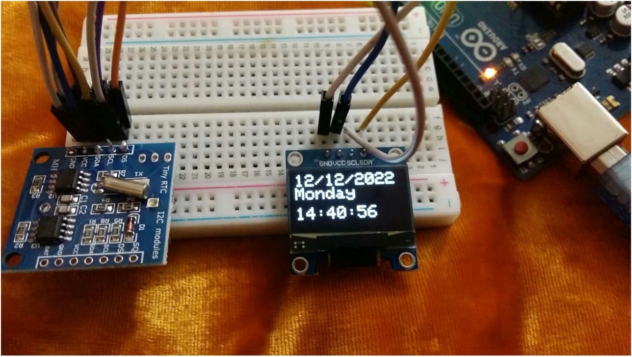 DS1307 RTC Module with Arduino display date and time on OLED demo