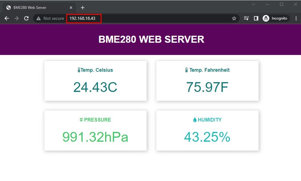 Raspberry Pi Pico W BME280 Web Server laptop view