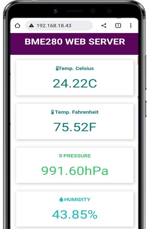 Raspberry Pi Pico W BME280 Web Server mobile view