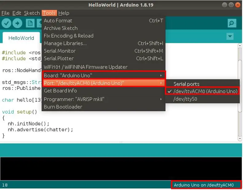 Select Arduino Board and Port in Ardunio IDE Linux