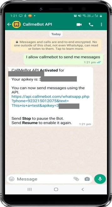 get api key from callmebot whatsapp api