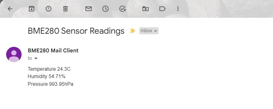 ESP32 send BME280 readings via email