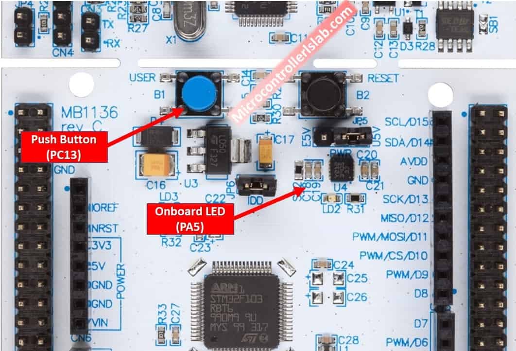STM32 Nucleo onboard Push button