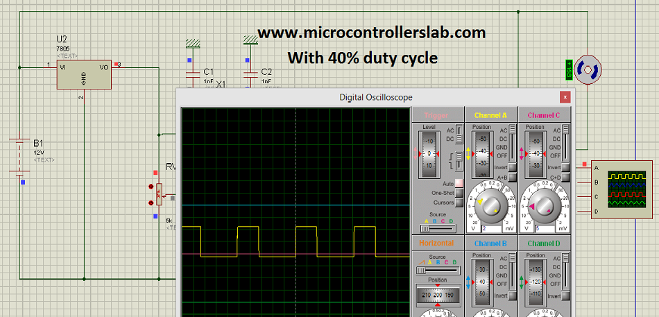 Circuit diagram of speed control of DC motor pic microcontroller simulation in proteus