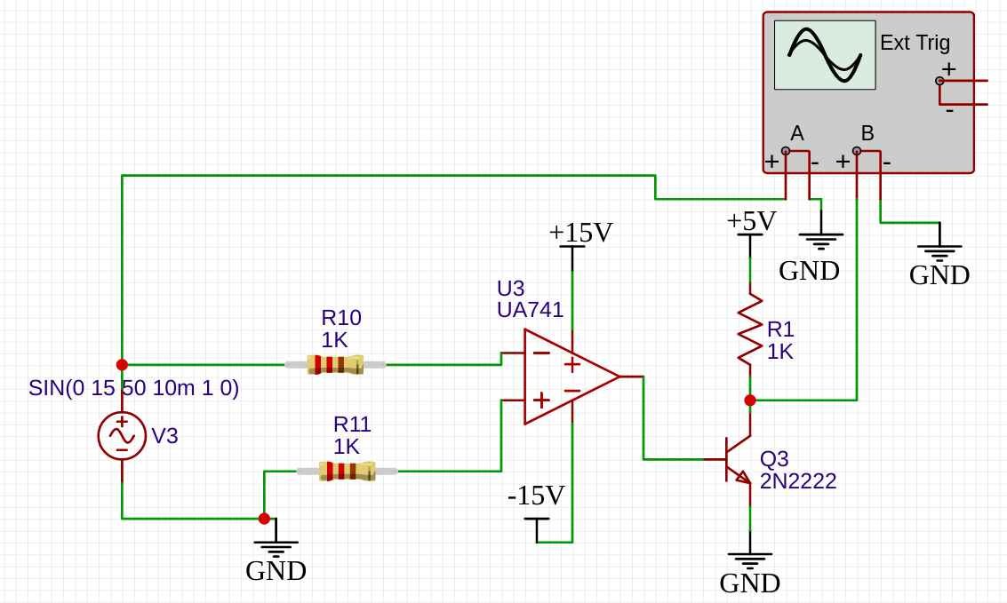 zero crossing detection circuit using 741 op amp as a non inverting comparator