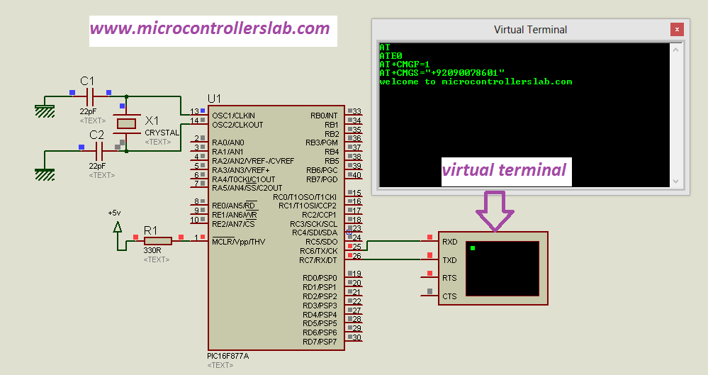 sending sms using gsm and pic microcontroller