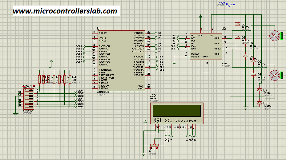 circuit diagram of line follower robot using pic microcontroller