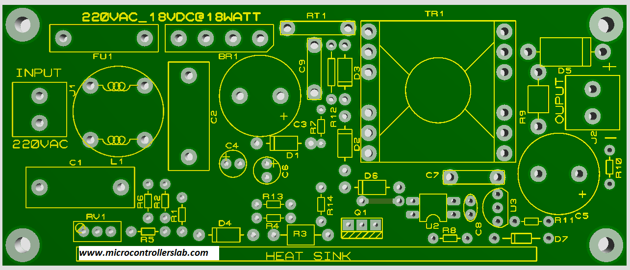 Top components placement side of PCB board
