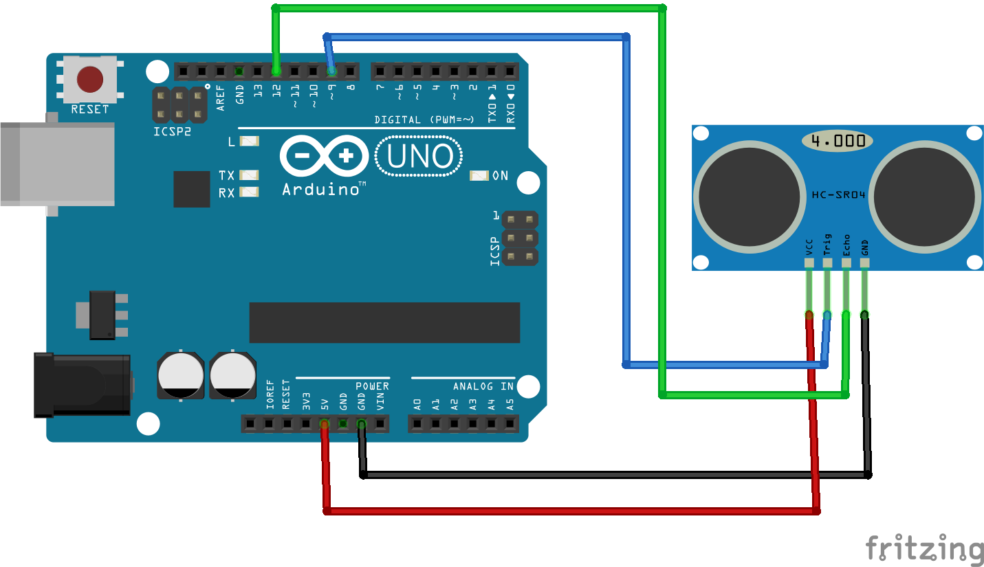 HC-SR04 ultrasonic sensor interfacing with Arduino connection diagram