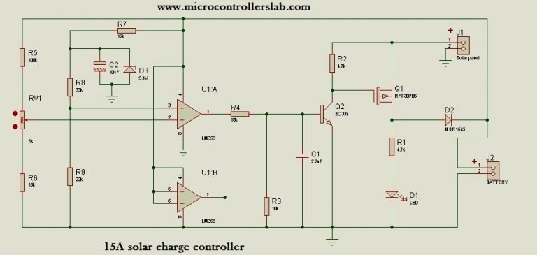 15A solar charge controller using LM358