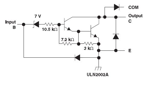 schamtic of darlington pair of transistor in uln2003