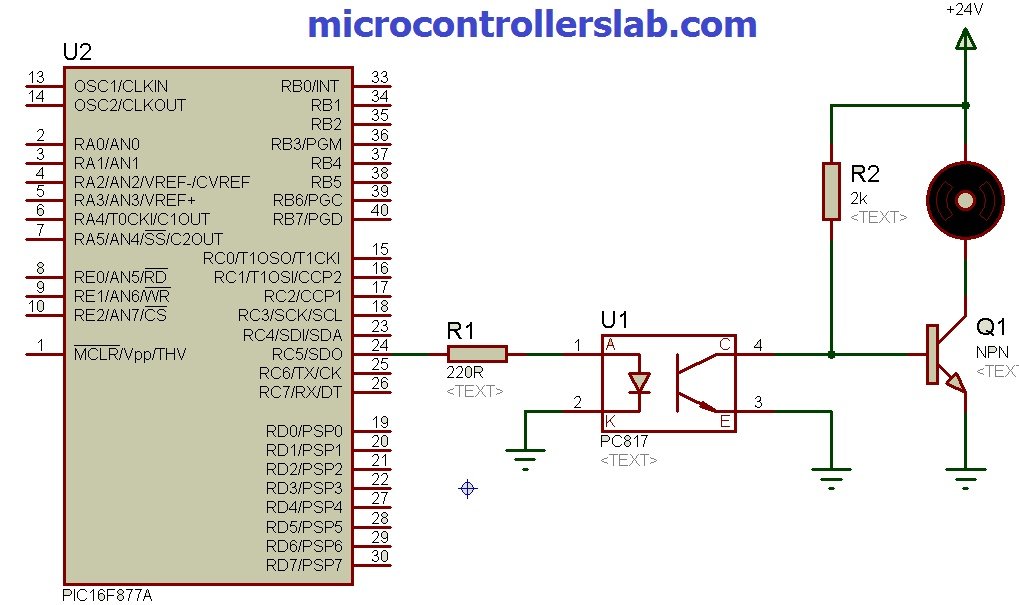 PC817 optocoupler  interfacing with pic microcontroller