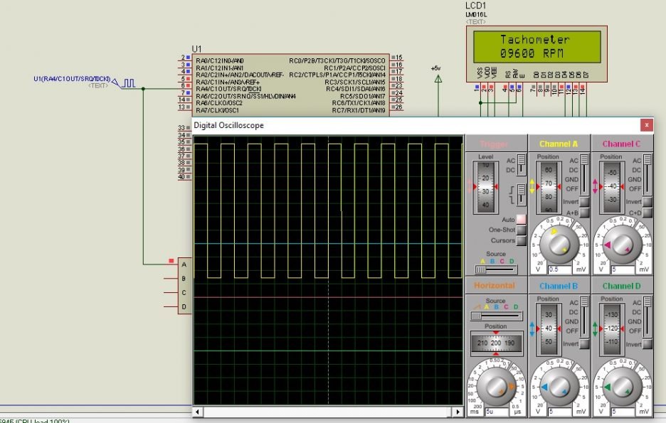 contactless tachometer circuit with code microcontroller